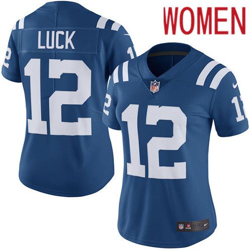 Women Indianapolis Colts 12 Andrew Luck Nike Royal Blue Rush Limited NFL Jersey